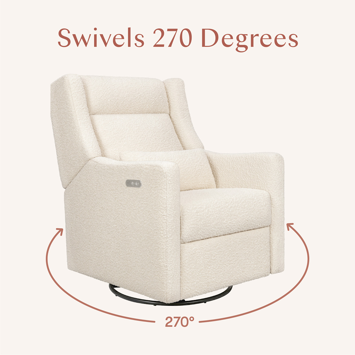 babyletto Kiwi Plus Power Recliner and Swivel Glider - Performance Ivory Boucle.