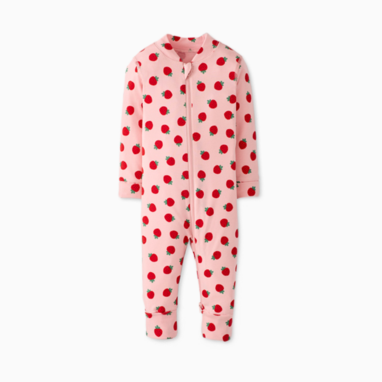 Hanna Andersson Baby 2-Way Zip Sleeper in HannaSoft - Mini Strawberry, 3-6 M.