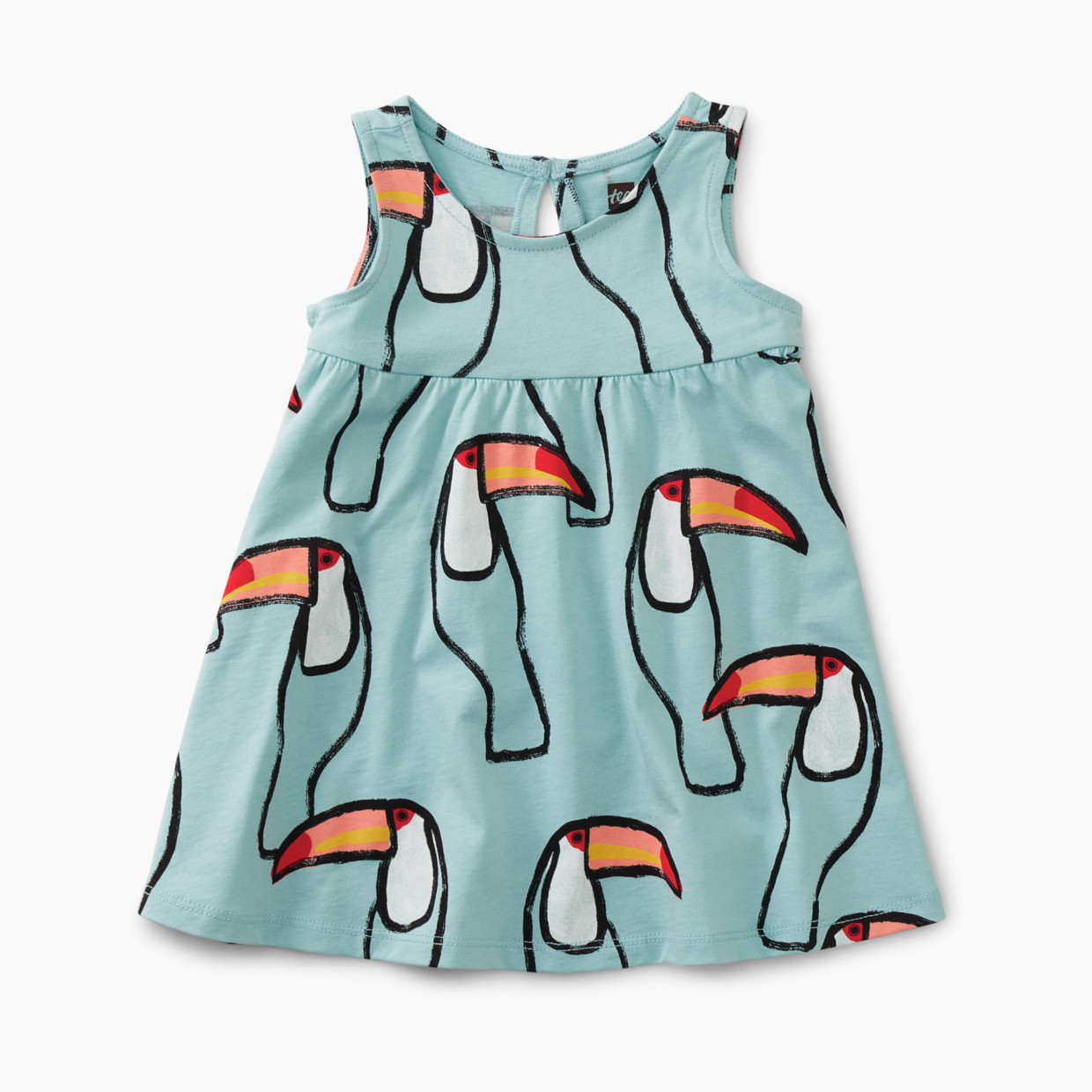 Tea Collection Twirl Tank Baby Dress - Toucans In Mint, 3-6 Months.