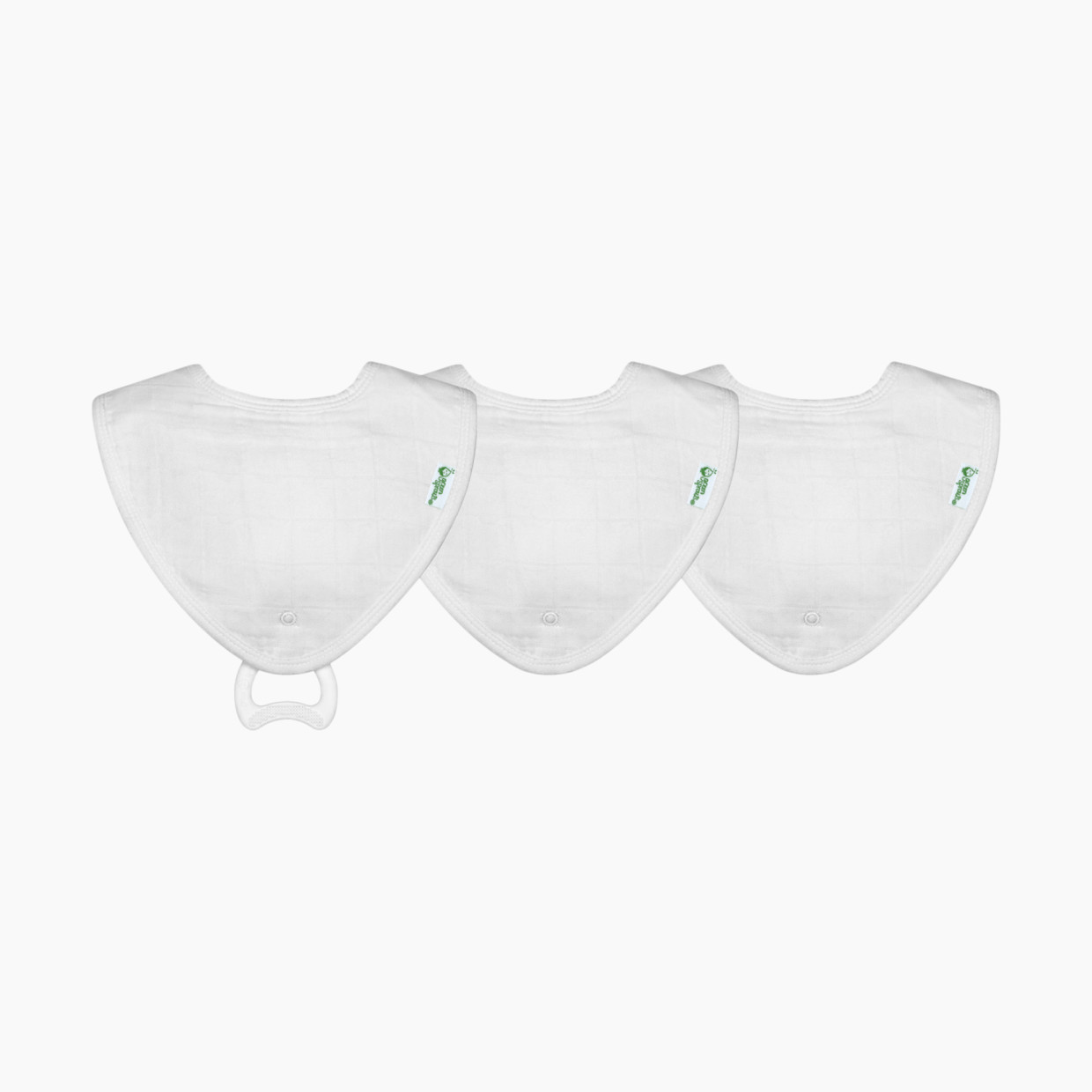 GREEN SPROUTS Organic Cotton Muslin Teether Bibs (3 Pack) - White.