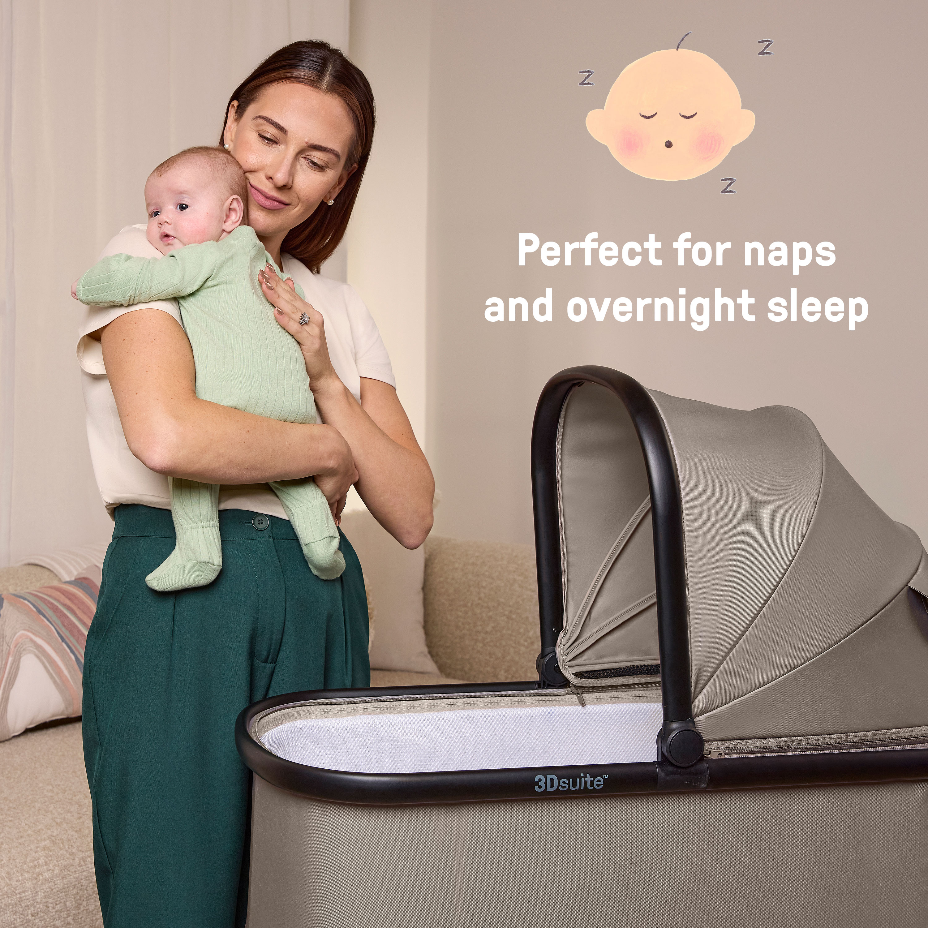 Ingenuity 3DSuite Modular Stroller and Carry Cot - Cashew.