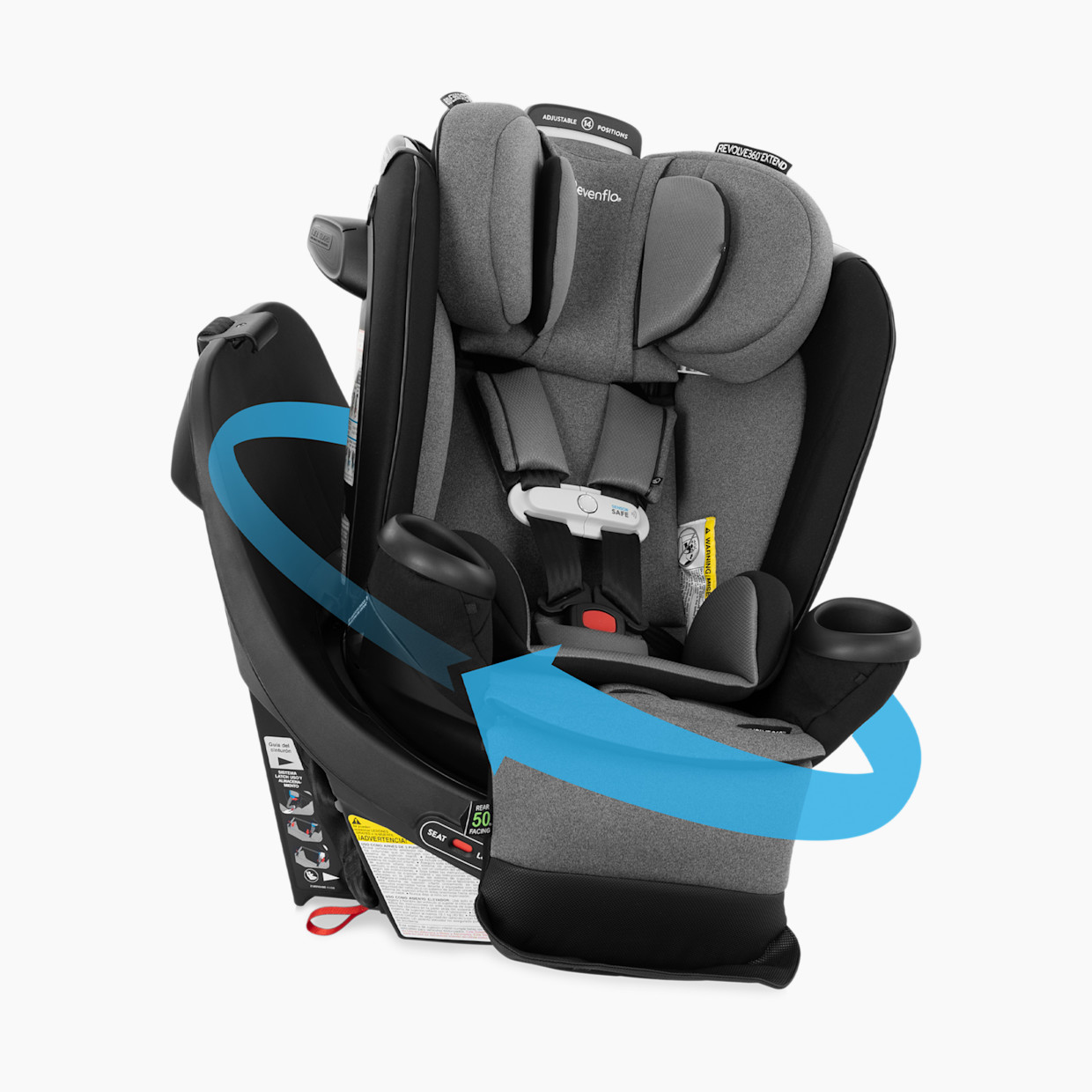 Evenflo Gold Revolve360 Extend All-in-One Rotational Car Seat with SensorSafe - Moonstone.