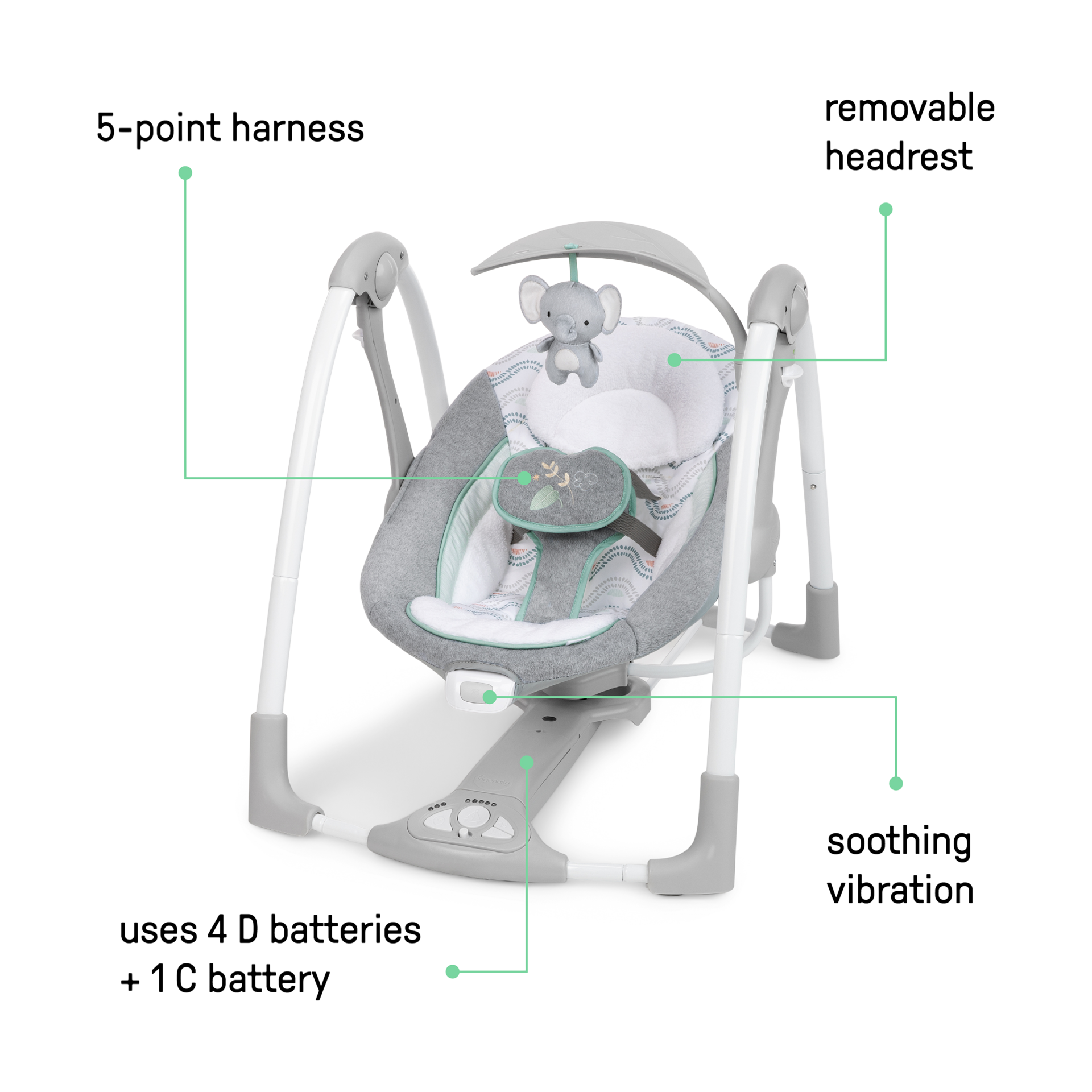 Ingenuity ConvertMe 2-in-1 Compact Portable Swing and Infant Seat.