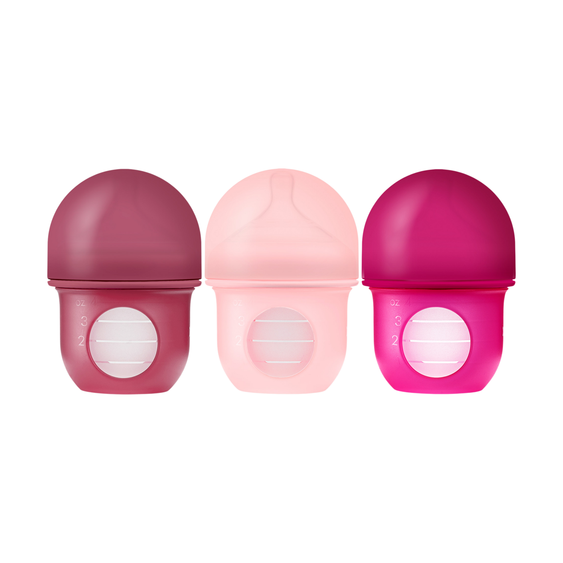 Boon NURSH Silicone Pouch Bottles - Pink, 4 Oz.