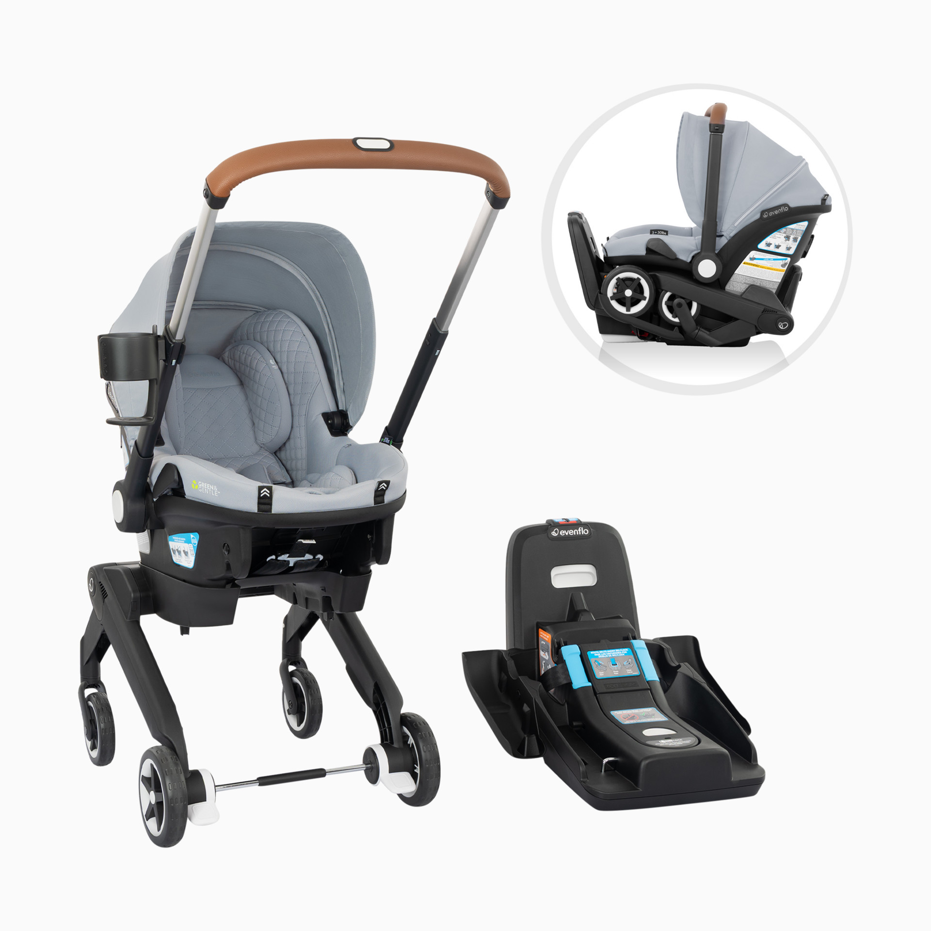 Evenflo Gold Shyft DualRide Infant Car Seat Stroller Combo w Carryall  Storage & Extended Canopy - Champagne With Green & Gentle Fabric | Babylist  Shop