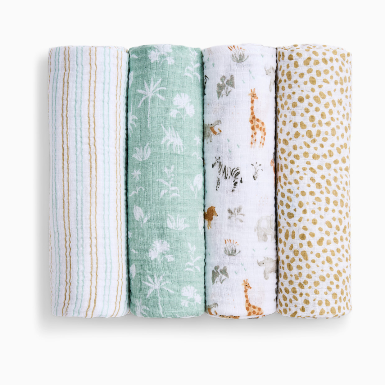 Aden + Anais Essentials Cotton Muslin Swaddles (4 Pack) - Giraffe Safari.