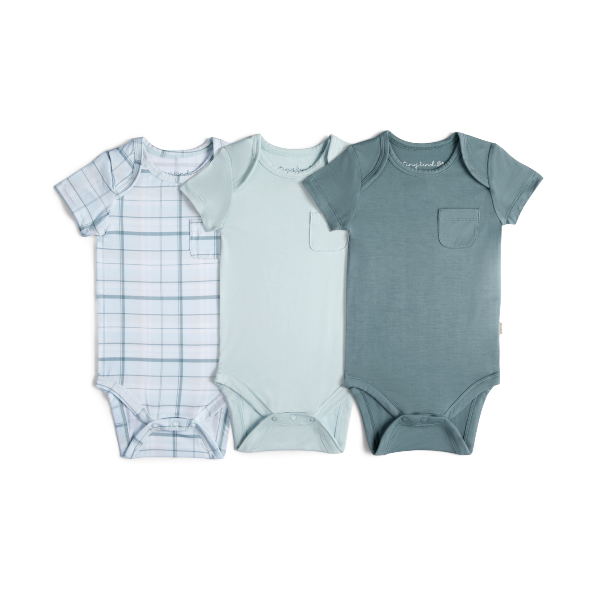 Tiny Kind Bamboo Viscose Bodysuit with Pocket (3 Pack).