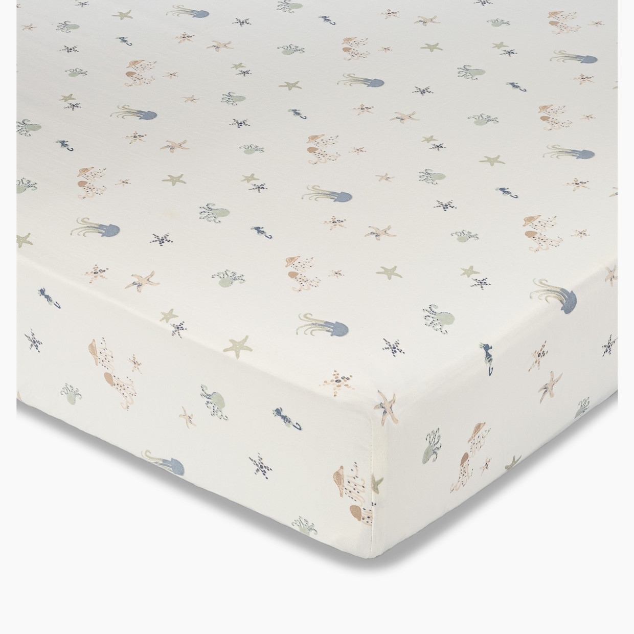 Crane Baby Cotton Sateen Crib Fitted Sheet - Cove Sea Life.