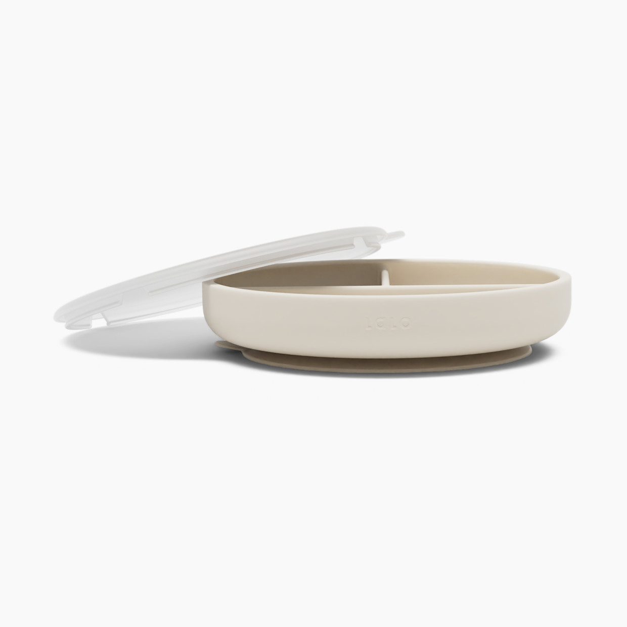 Lalo Suction Plate + Lid - Oatmeal.