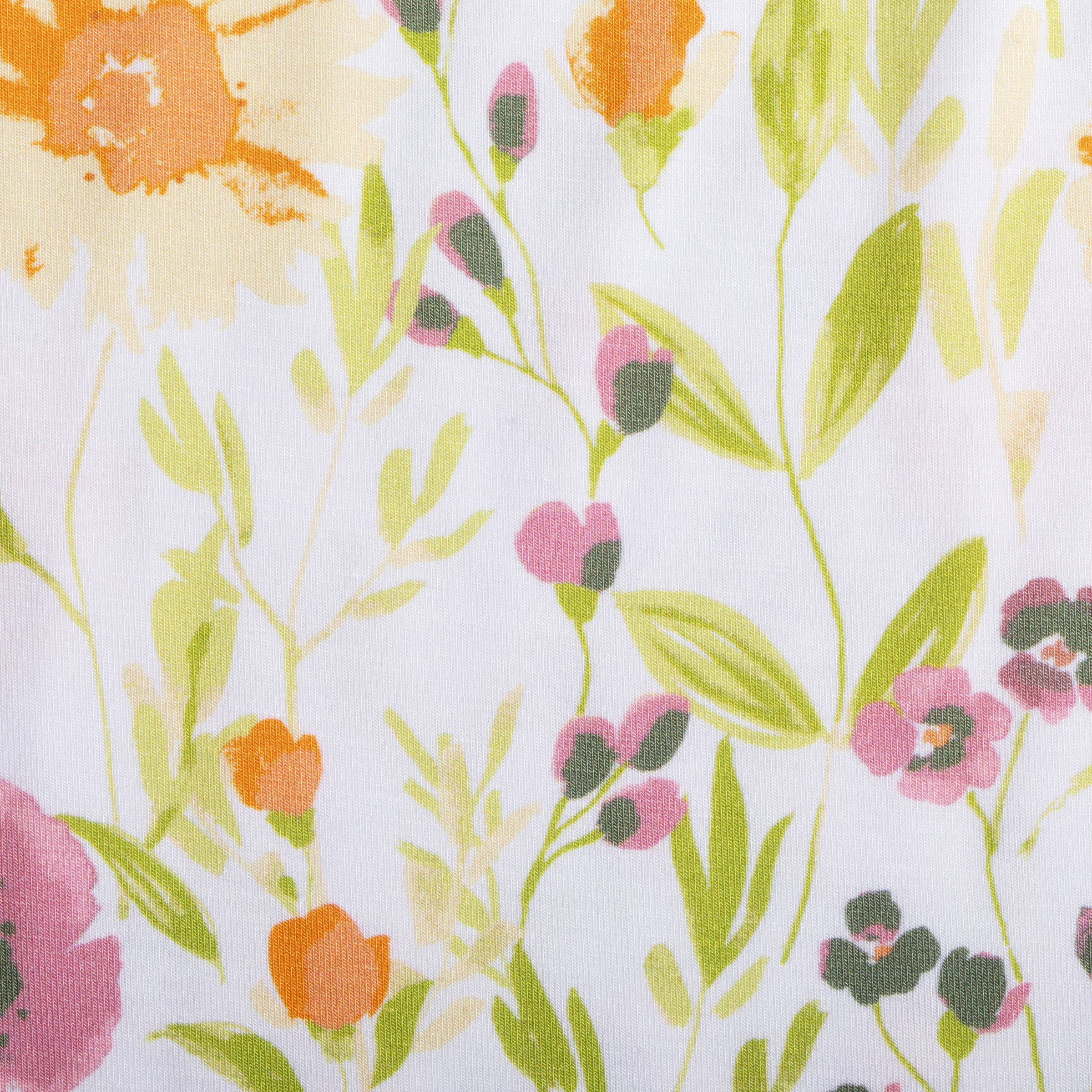 Tiny Kind Bamboo Viscose Ruffle 2-Way Zip Footie - Wild Flower, 0-3 M.