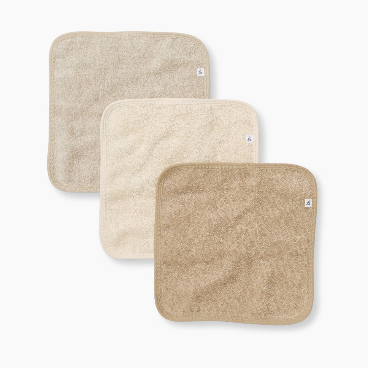 Burt's Bees Baby Organic Cotton Woven Terry Solid Washcloths (3 Pack) - Oat Solid.