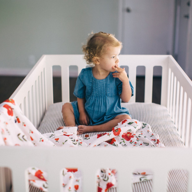 Little Unicorn Cotton Muslin Crib Sheet - Grey Stripe | Babylist Shop