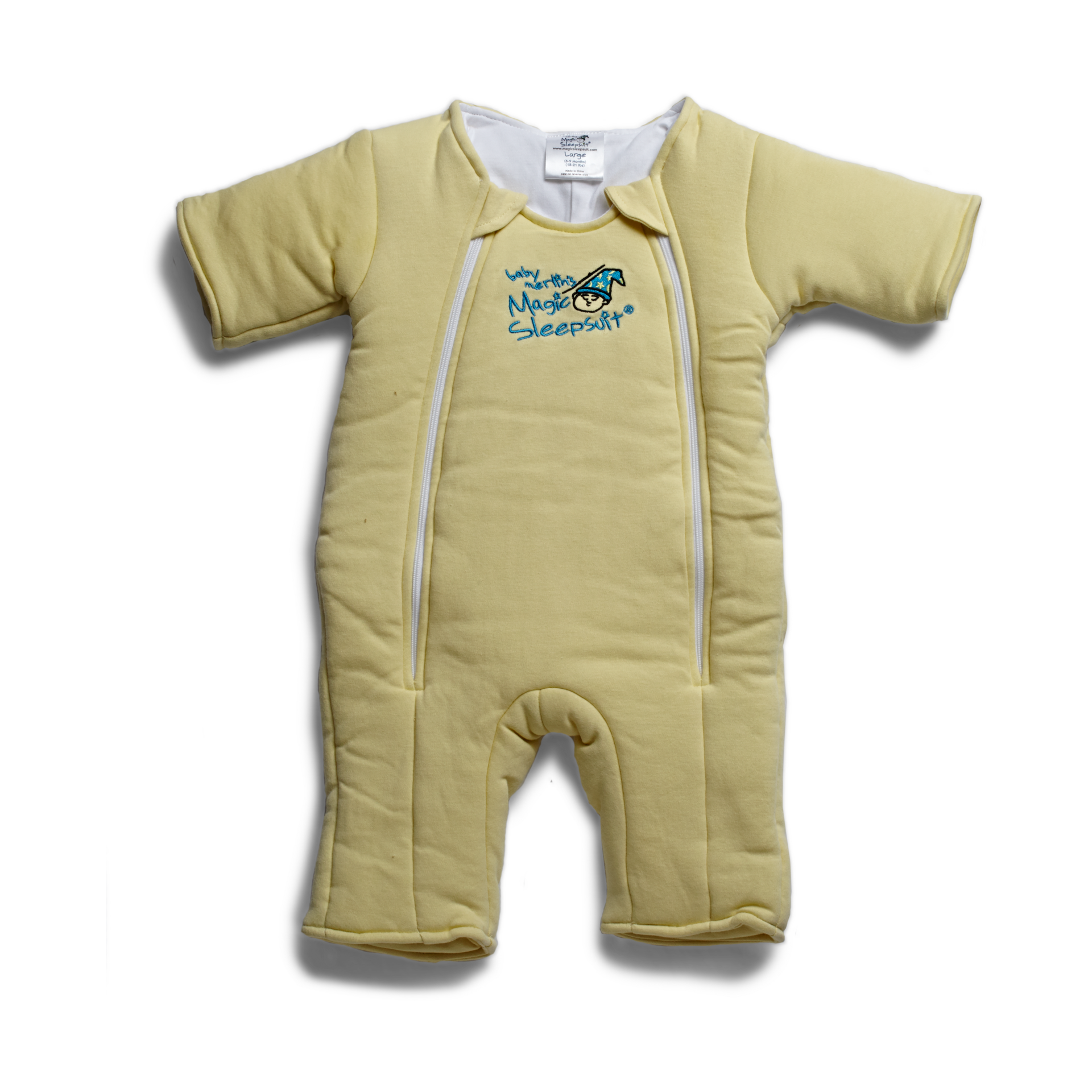 Magic Sleepsuit Baby Merlin's Cotton Baby Swaddle Transition Product - Soft and Cozy Design, Double Zipper for Easy Diaper Changes, Promotes Safe Sleep, 3-6 Months - Yellow - Small 12-18lbs