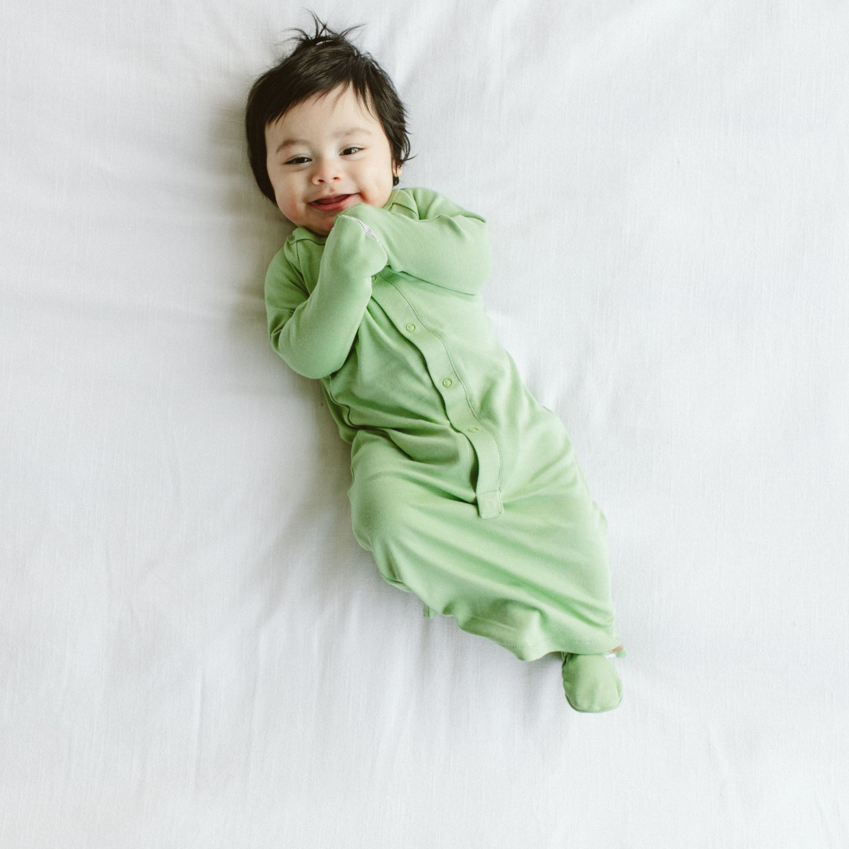 Goumi Kids 24 hr Convertible Sleeper Baby Gown - Matcha, 0-3 M.