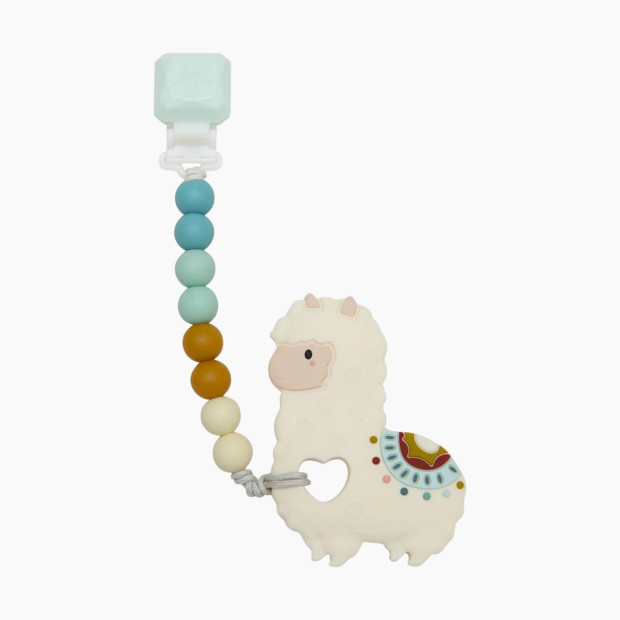 Loulou Lollipop Silicone Teether with Gem Clip - Llama.