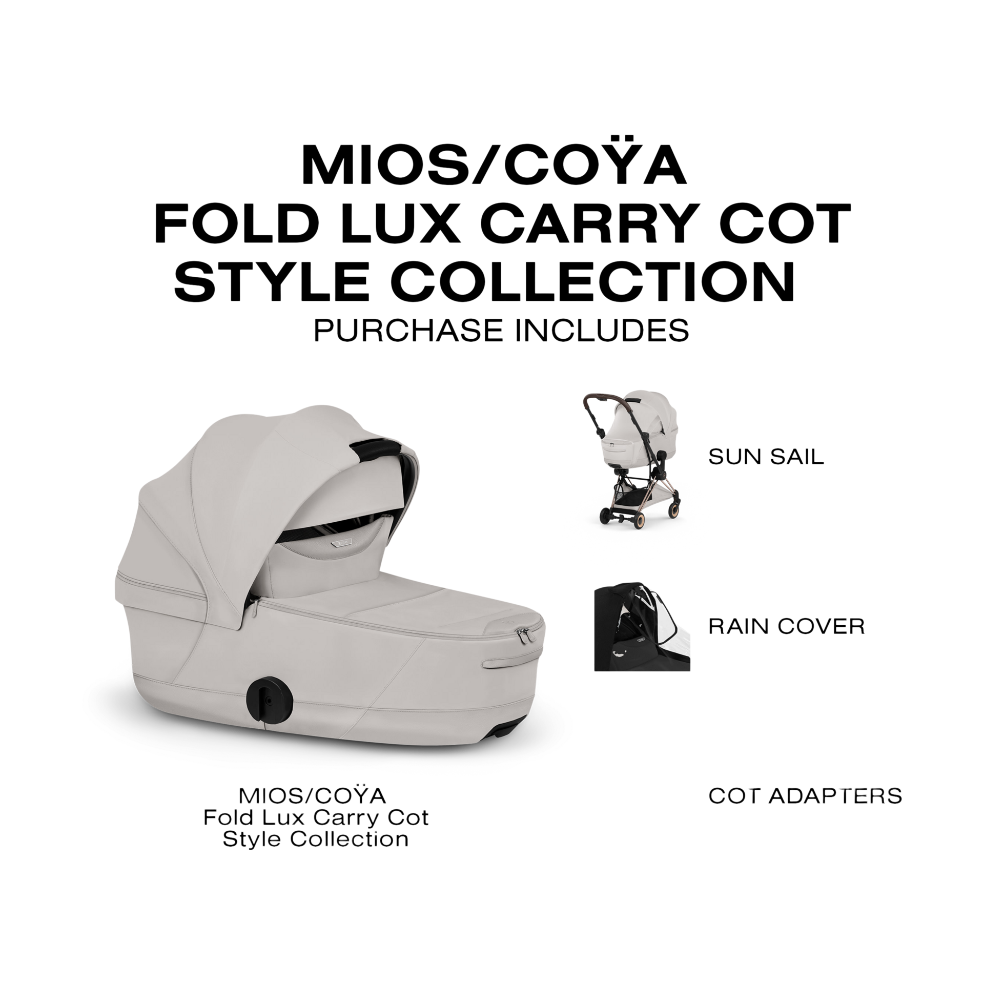 Cybex MIOS/COYA Fold Lux Carry Cot Style Collection - City Grey.
