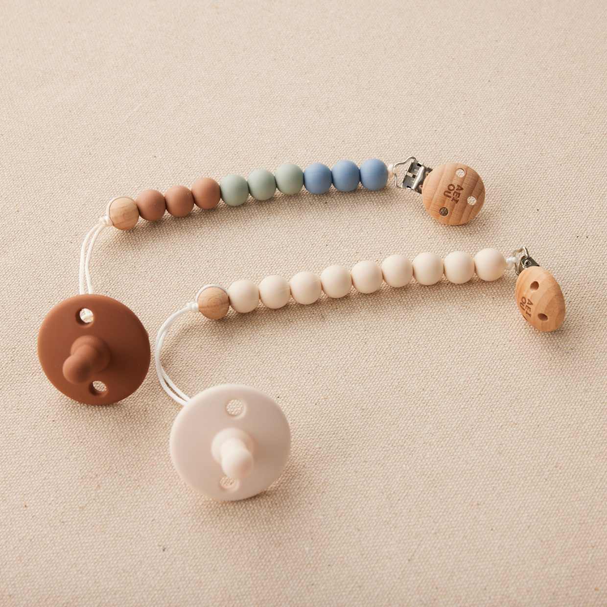 AEIOU Silicone Pacifier Clip - Sky Multi.