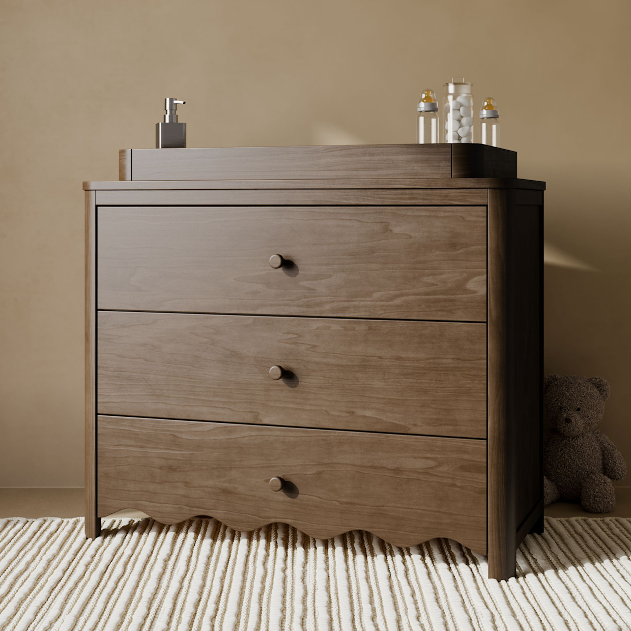 Storkcraft Casablanca 3 Drawer Chest with Removable Changing Table Topper - Hazelnut.