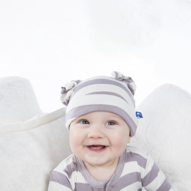 KicKee Pants Essentials Print Double Knot Hat - Feather Contrast Stripe, 0-3 Months.