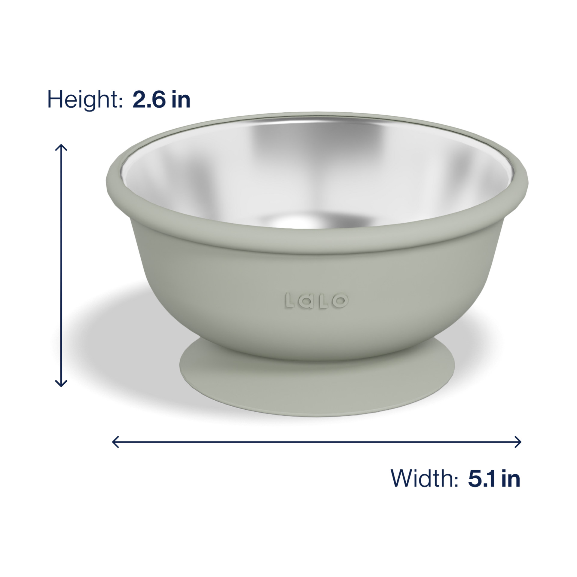 Lalo Stainless Steel Suction Bowl - Sage.