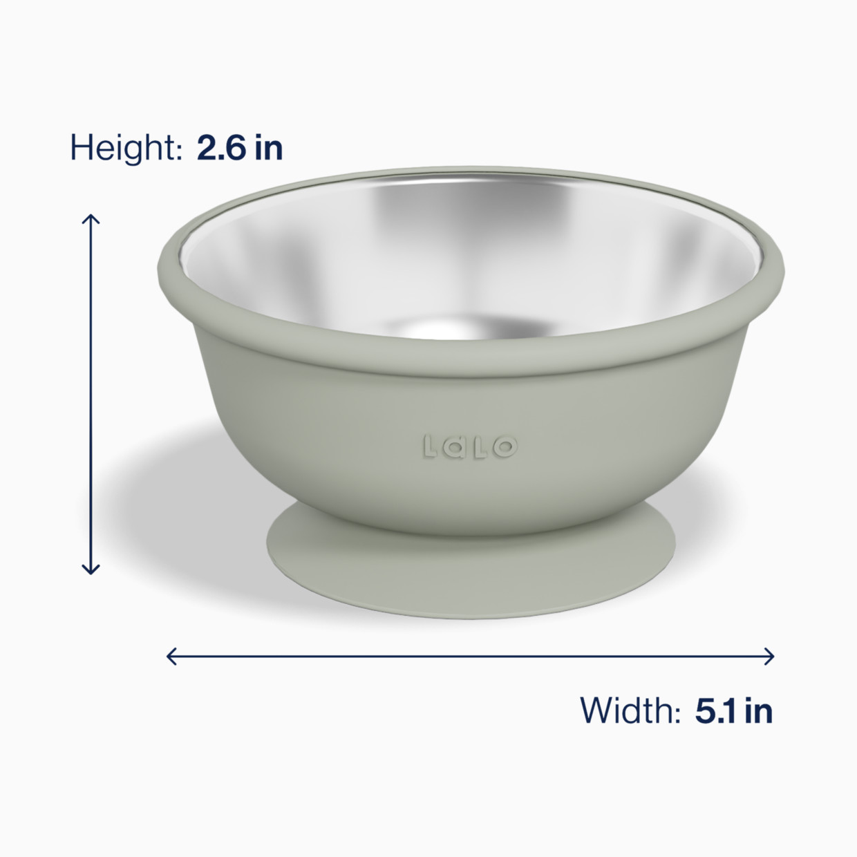 Lalo Stainless Steel Suction Bowl - Sage.