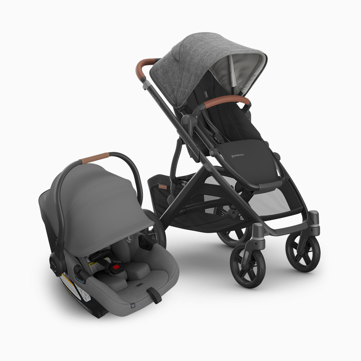 UPPAbaby Vista V3 Stroller & Aria V2 Lightweight Infant Car Seat Travel System - Greyson.