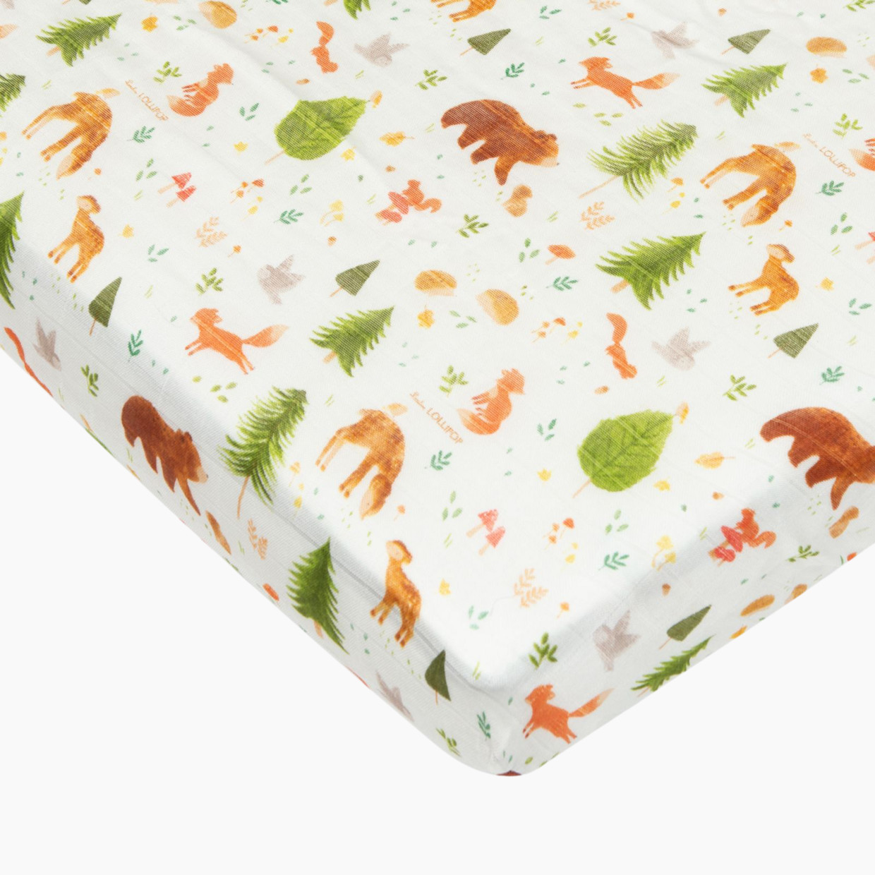 Loulou Lollipop Cotton & Bamboo Fitted Crib Sheet - Forest Friends.