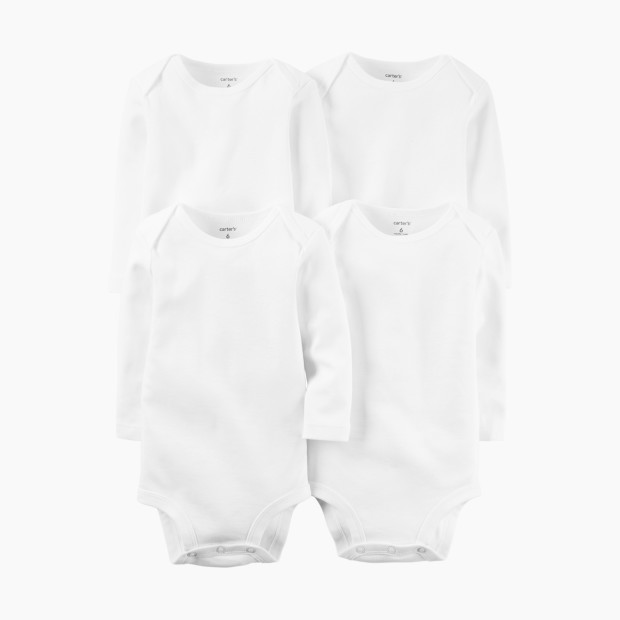 Carter's Long-Sleeve Original Bodysuits (4 Pack) - True White, 3 M.