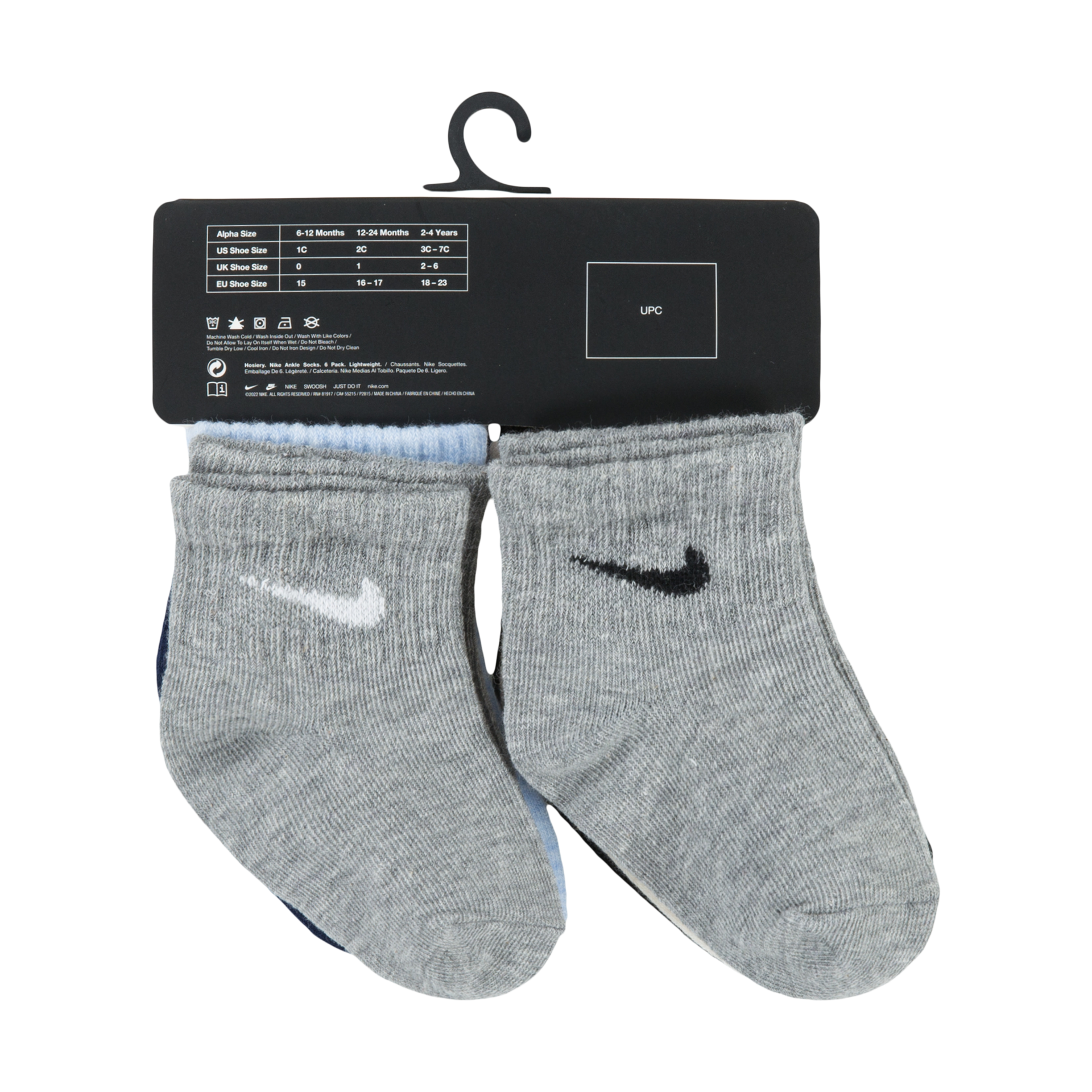 Nike Swoosh Ankle Socks (6 Pack) - Pale Ivory Heather, 6-12 M.