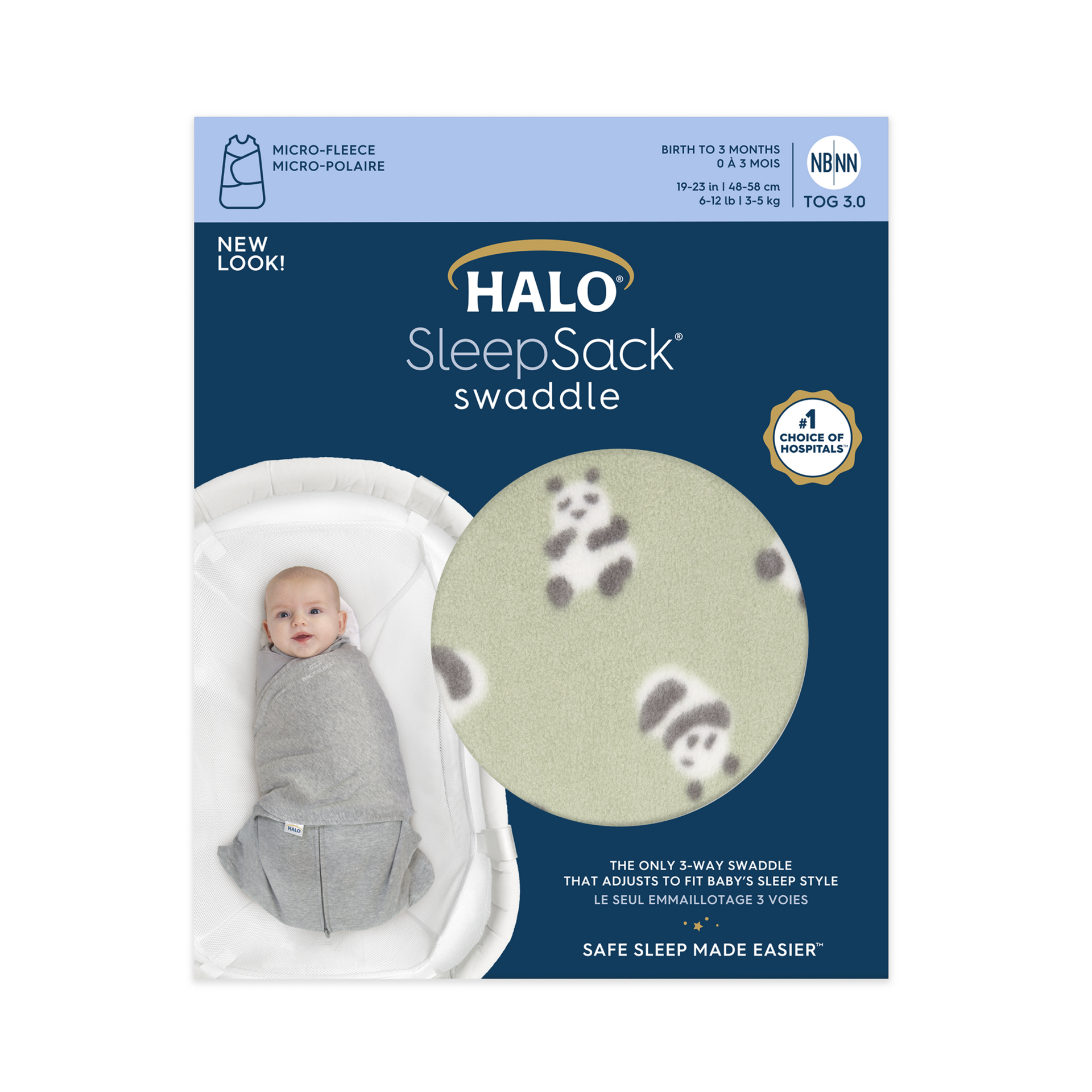 Halo SleepSack Swaddle Micro Fleece - Cozy Pandas, Small | Babylist Shop