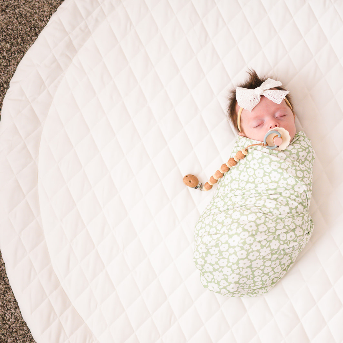Poppyseed Play Extra Padded Round Play Mat - Black & White.
