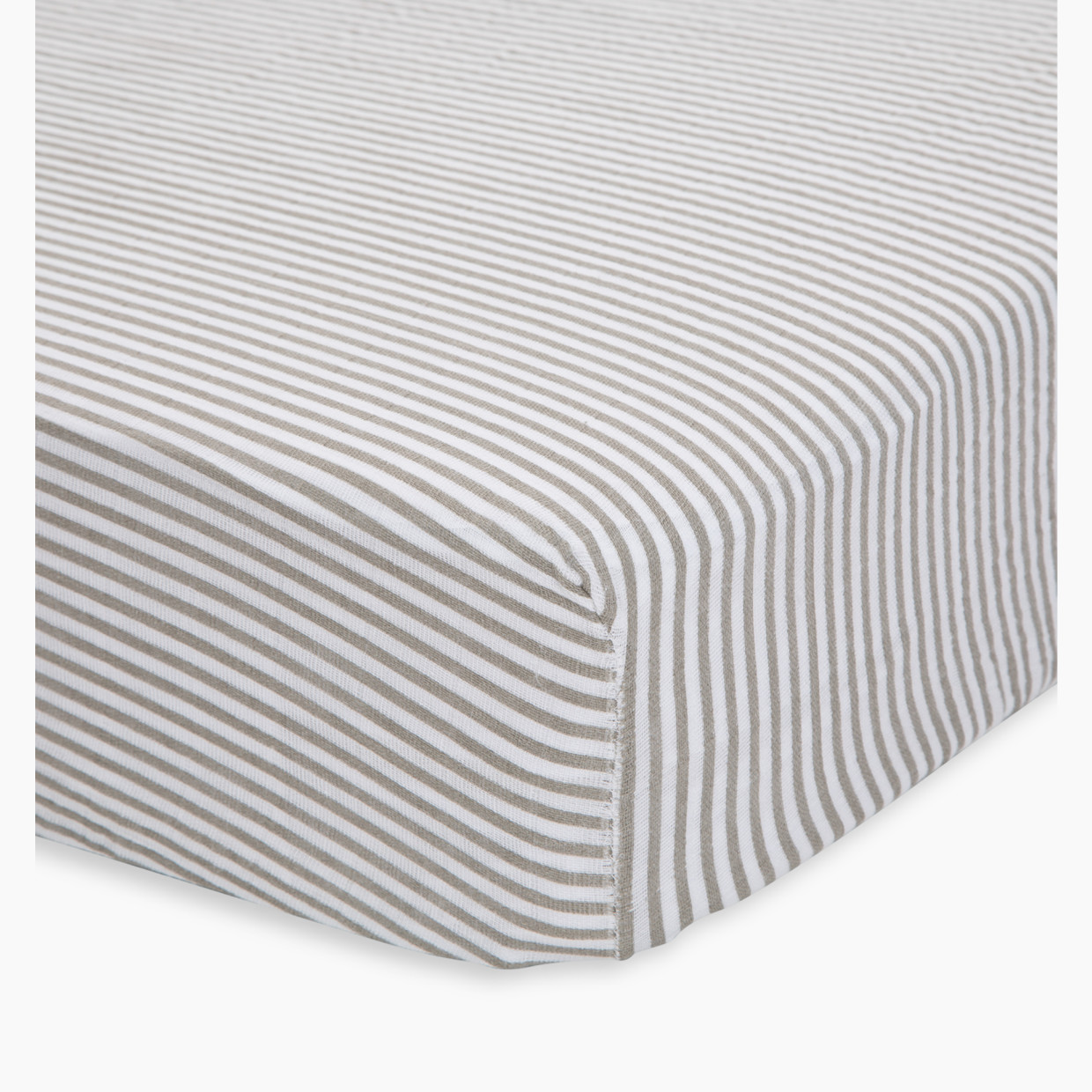 Little Unicorn Cotton Muslin Crib Sheet - Grey Stripe.