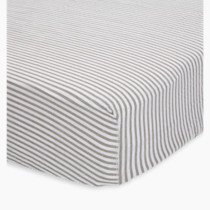 Little Unicorn Premium Crib Sheet | Breathable & Super-Soft Muslin Fabric (Grey Stripe)