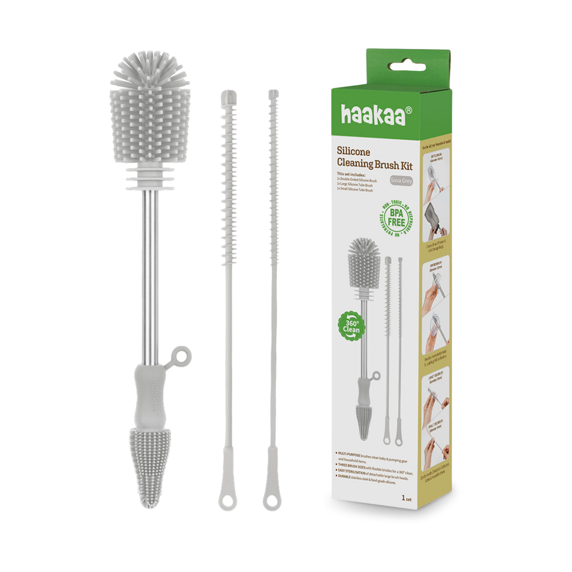 Haakaa Silicone Cleaning Brush Kit.