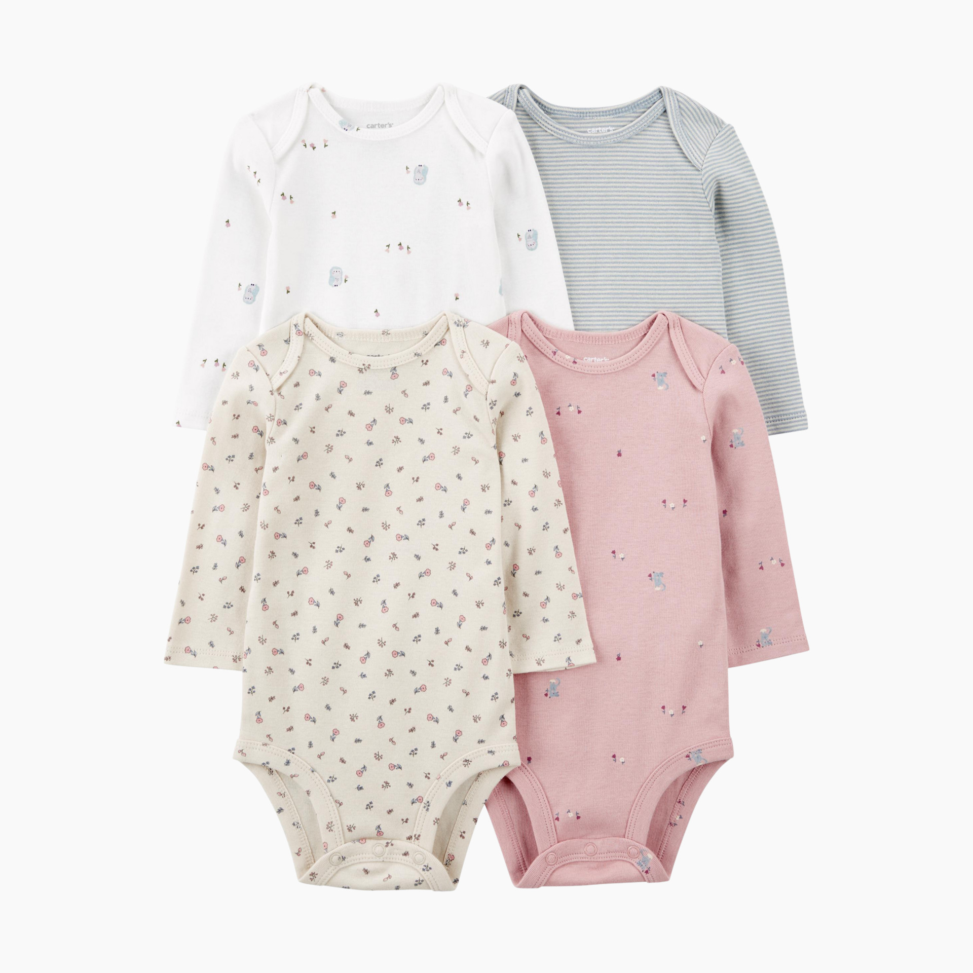 Bodysuits Carters Baby Clothes Usa Carter's Long-Sleeve Bodysuits (4 Pack)  True White, 0-3 M