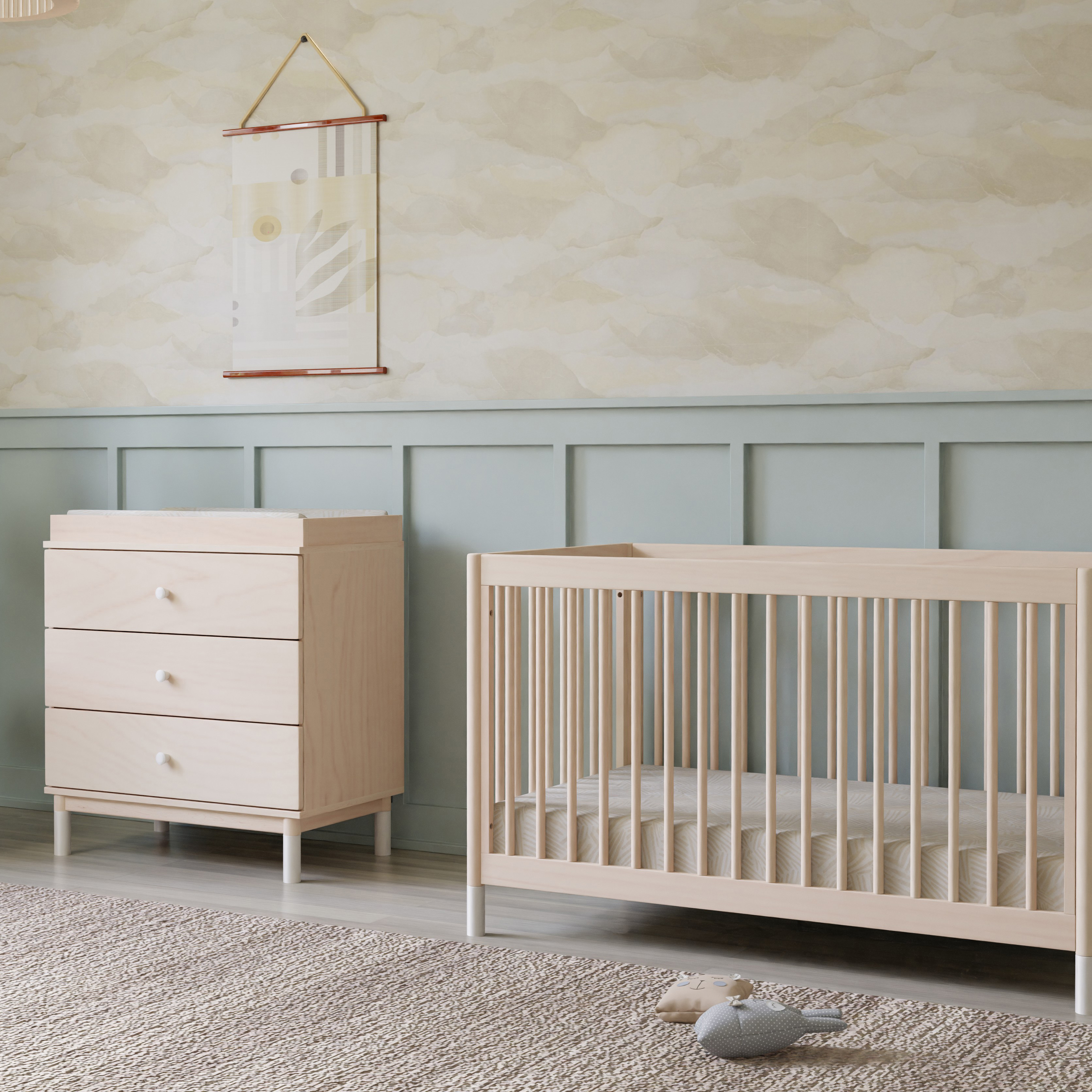 babyletto Gelato 3-Drawer Changer Dresser - Washed Natural/White.