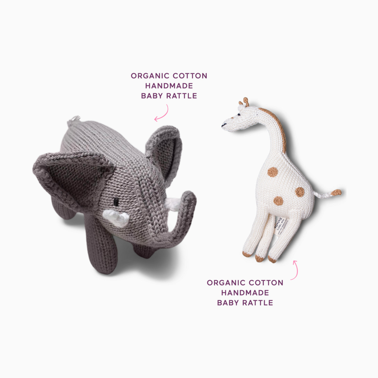 Estella Organic Cotton Handmade Safari Baby Rattle Bundle - Safari Bundle.