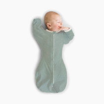 SwaddleDesigns Transitional Swaddle Sack with Arms Up Half-Length Sleeves and Mitten Cuffs, Small, 0-3 Months, 6-14 lbs, Heathered Jadeite (Arms Up Swaddle, Transition Swaddle Sleep Sack)