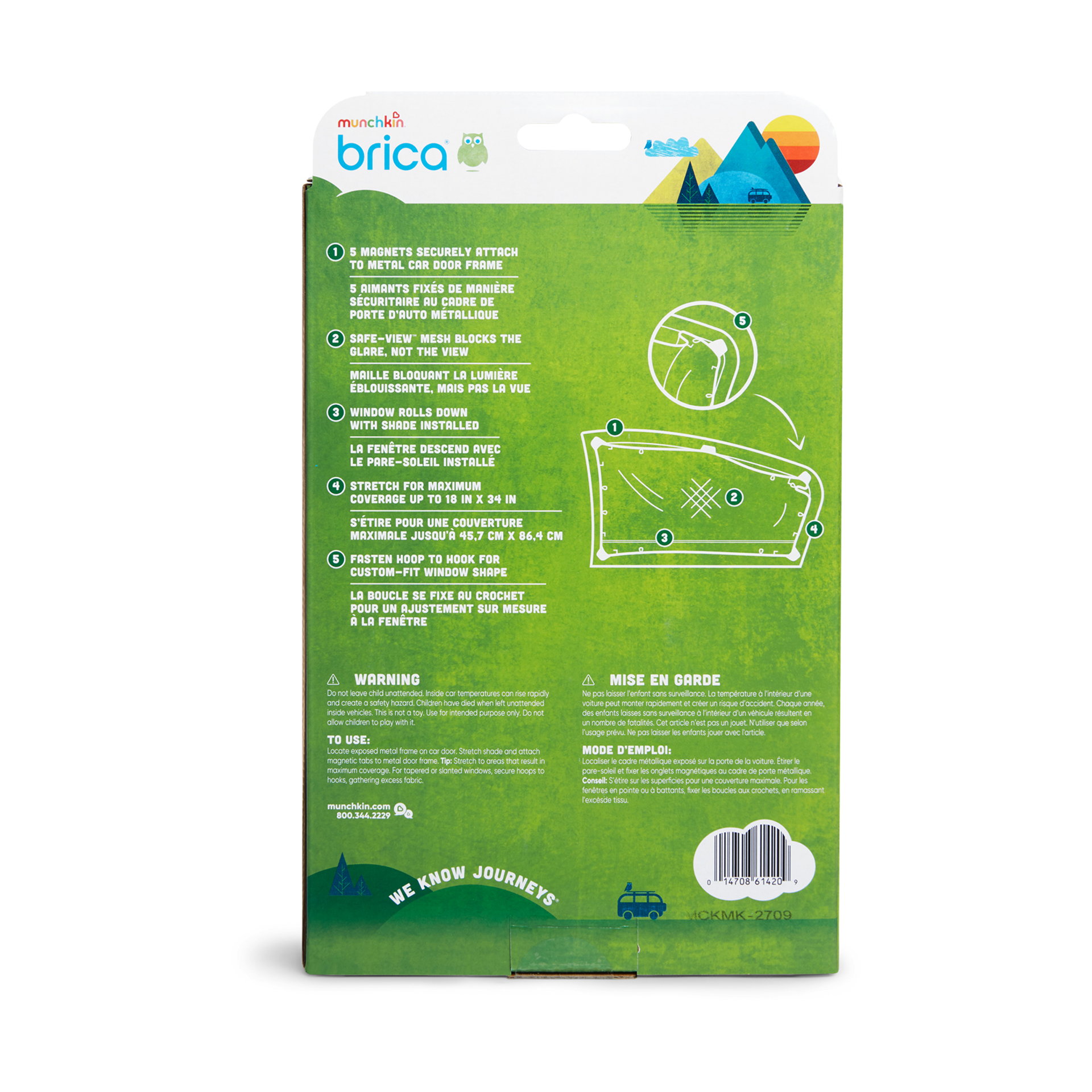 Munchkin Magnetic Stretch to Fit Car Sun Shade - 2 Pack.