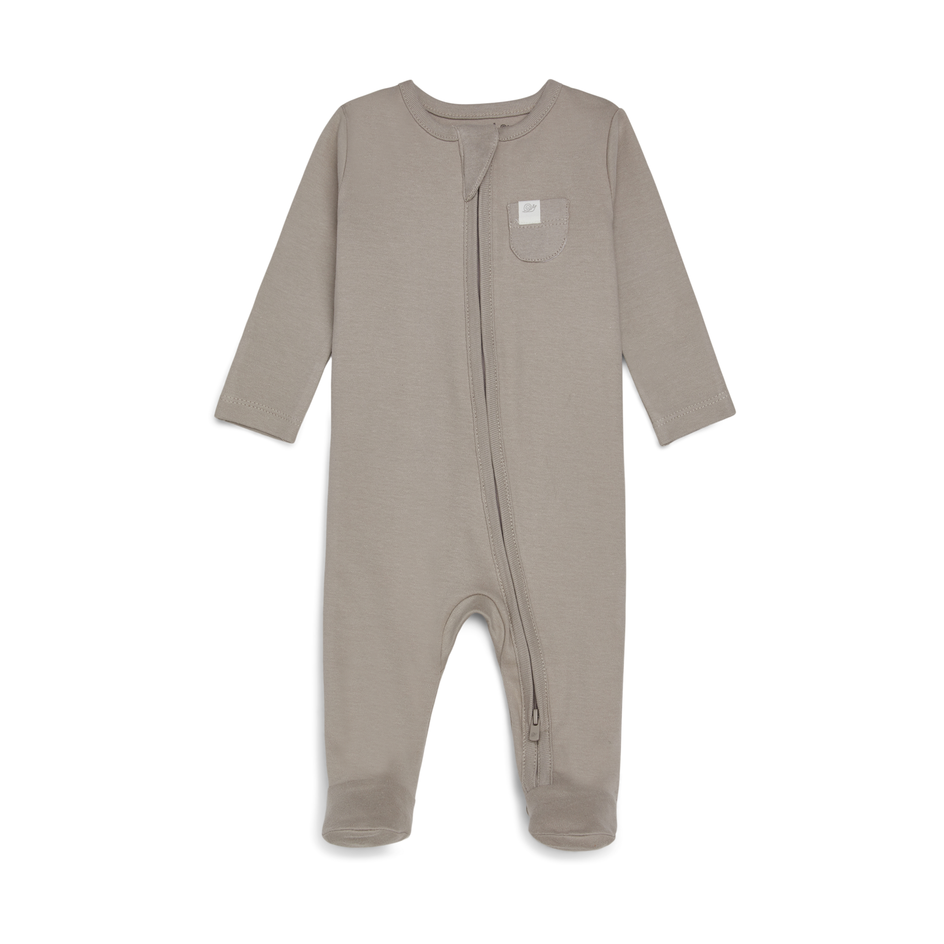 Tiny Kind Solid Zip Up Footie - Taupe, Nb.