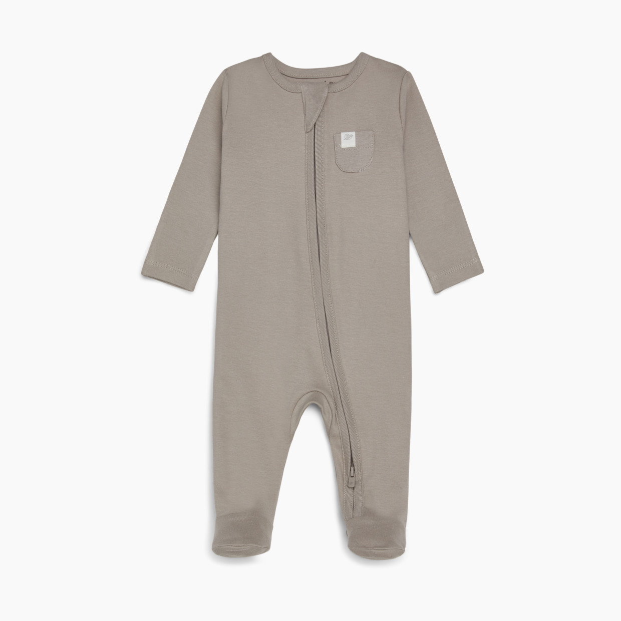 Tiny Kind Solid Zip Up Footie - Taupe, 0-3 M.