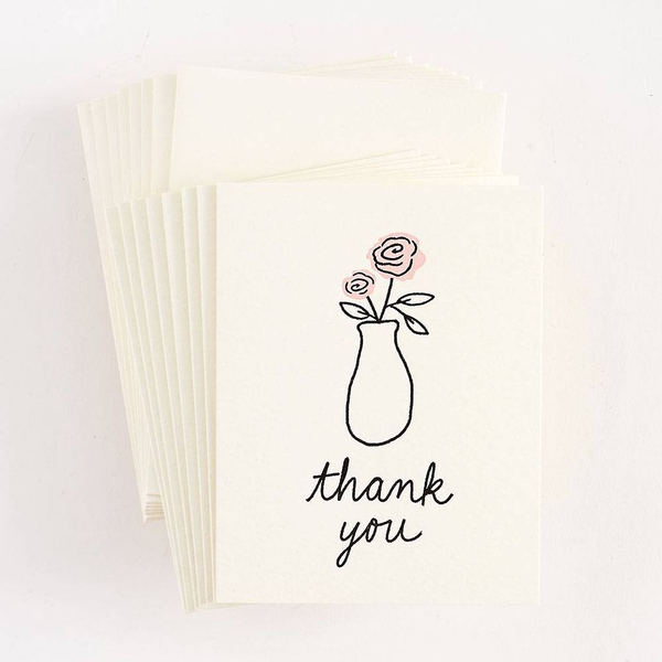 Letterpress Roses Thank You Note Set.