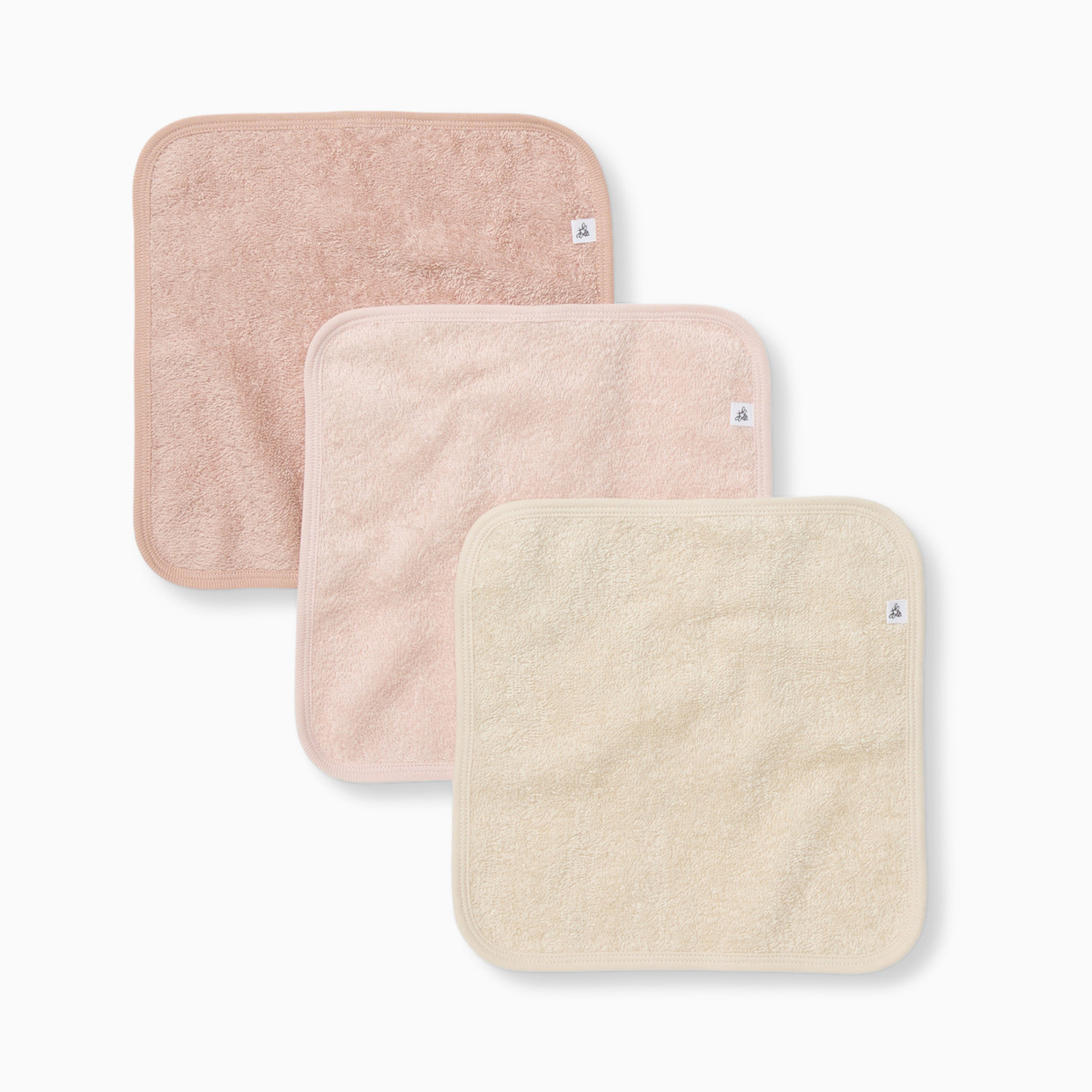 Burt's Bees Baby Organic Cotton Woven Terry Solid Washcloths (3 Pack) - Pink Solid.