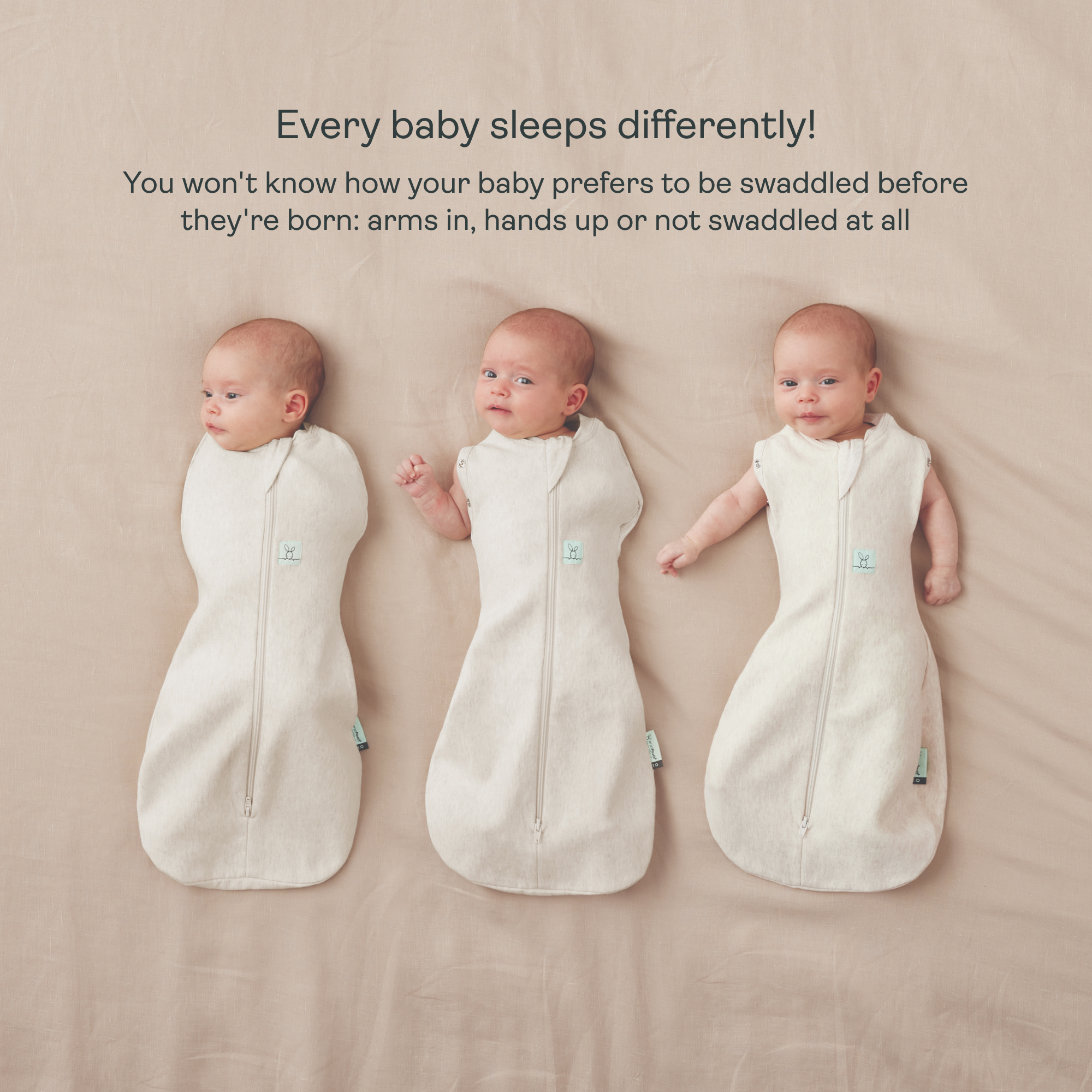 ergoPouch Cocoon Swaddle Sack 1.0 Tog - Oatmeal Marle, Newborn.