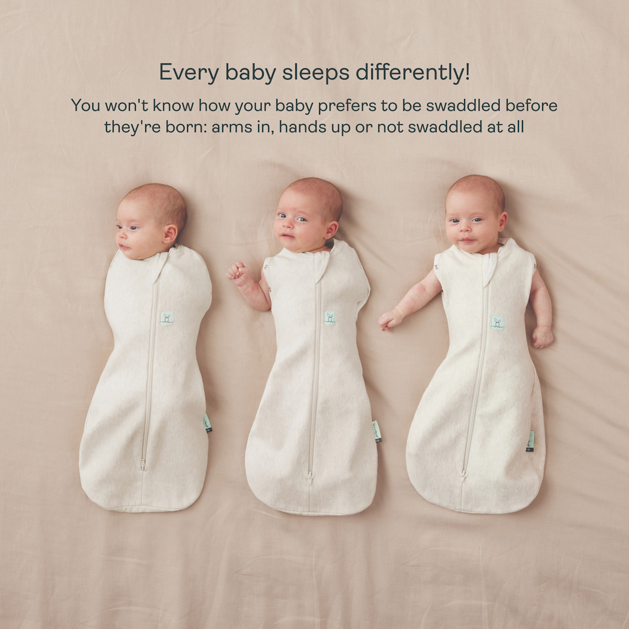 ergoPouch Cocoon Swaddle Sack 1.0 Tog - Oatmeal Marle, Newborn.