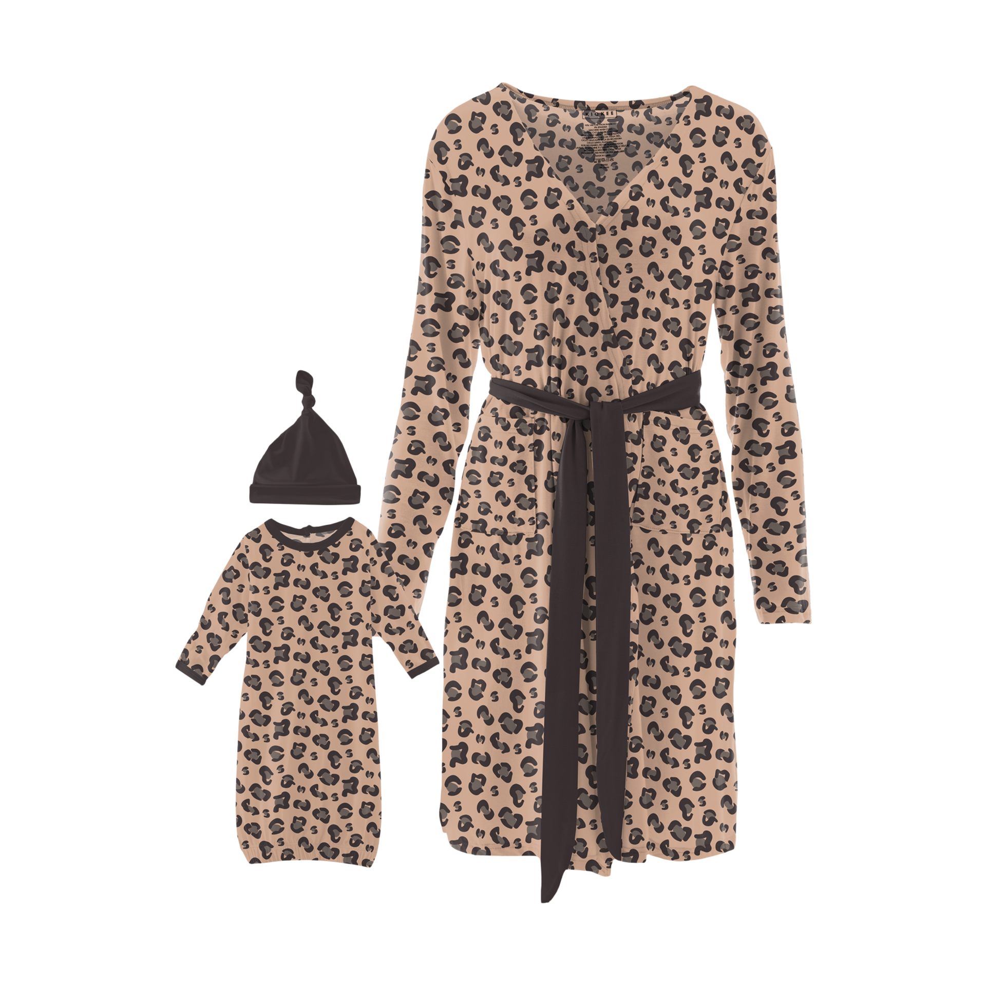KicKee Pants Nursing Robe & Layette Gown Set - Suede Cheetah Print, M.