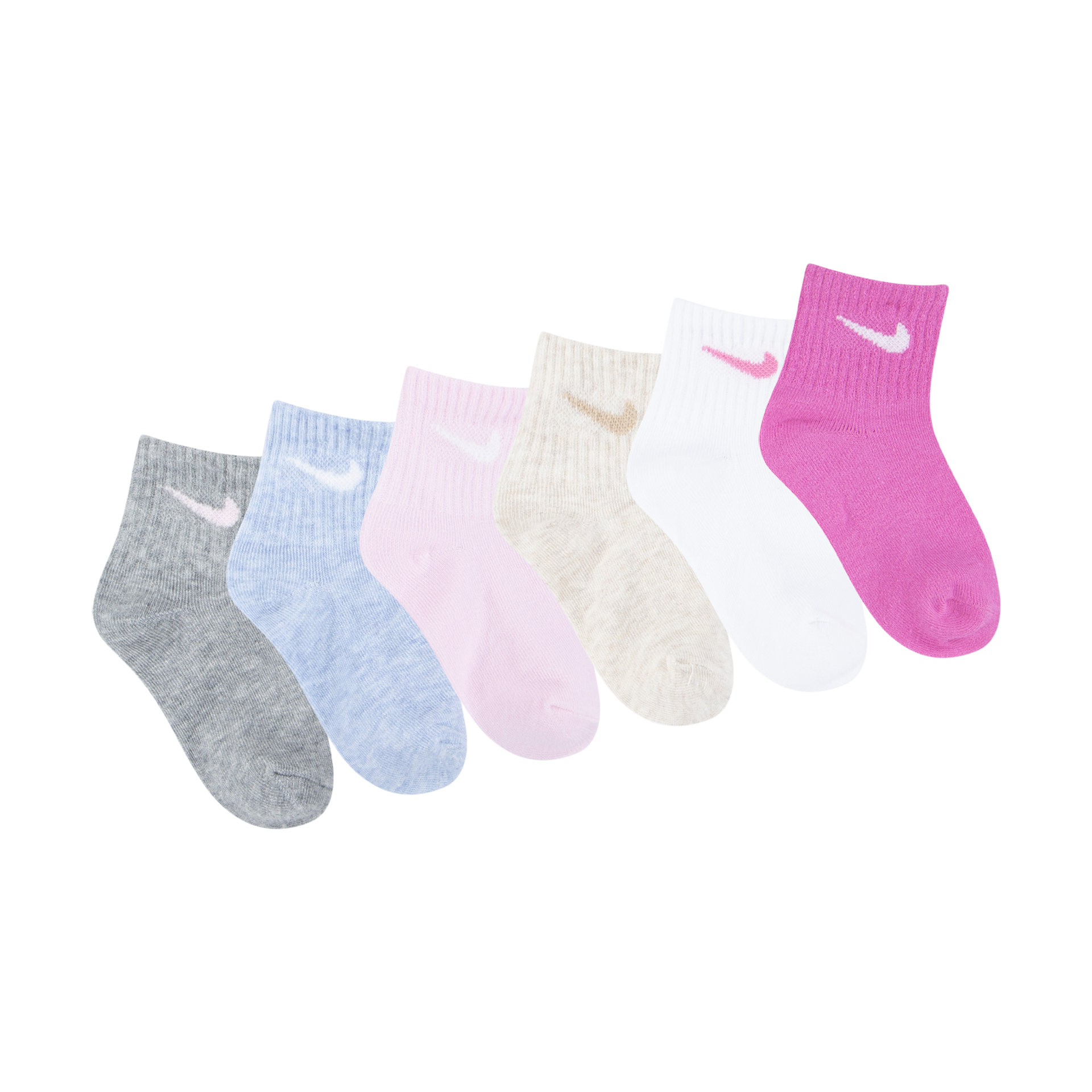 Nike Swoosh Ankle Socks (6 Pack) - Playful Pink, 6-12 M.