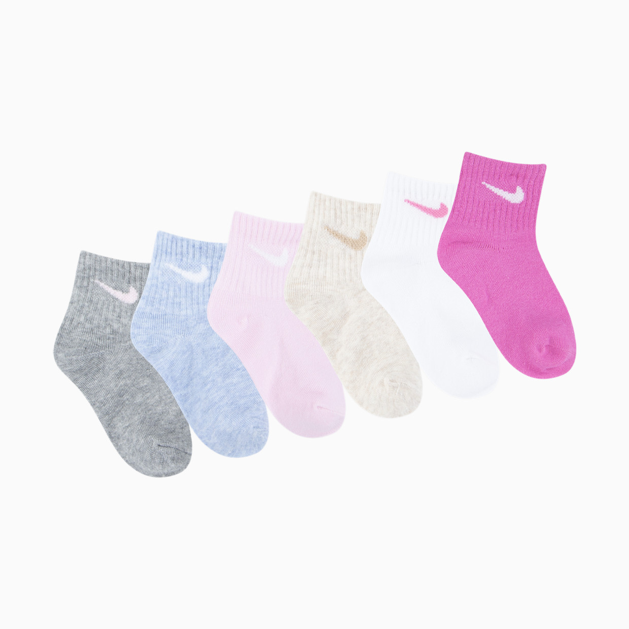 Nike Swoosh Ankle Socks (6 Pack) - Playful Pink, 6-12 M.