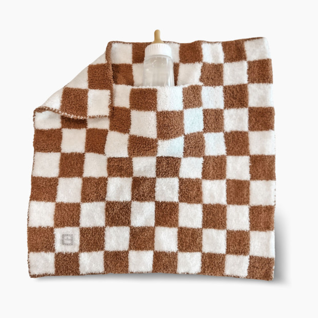 Zalamoon Checkered Mini Luxie Pocket Security Blanket - Sienna, 15x15.