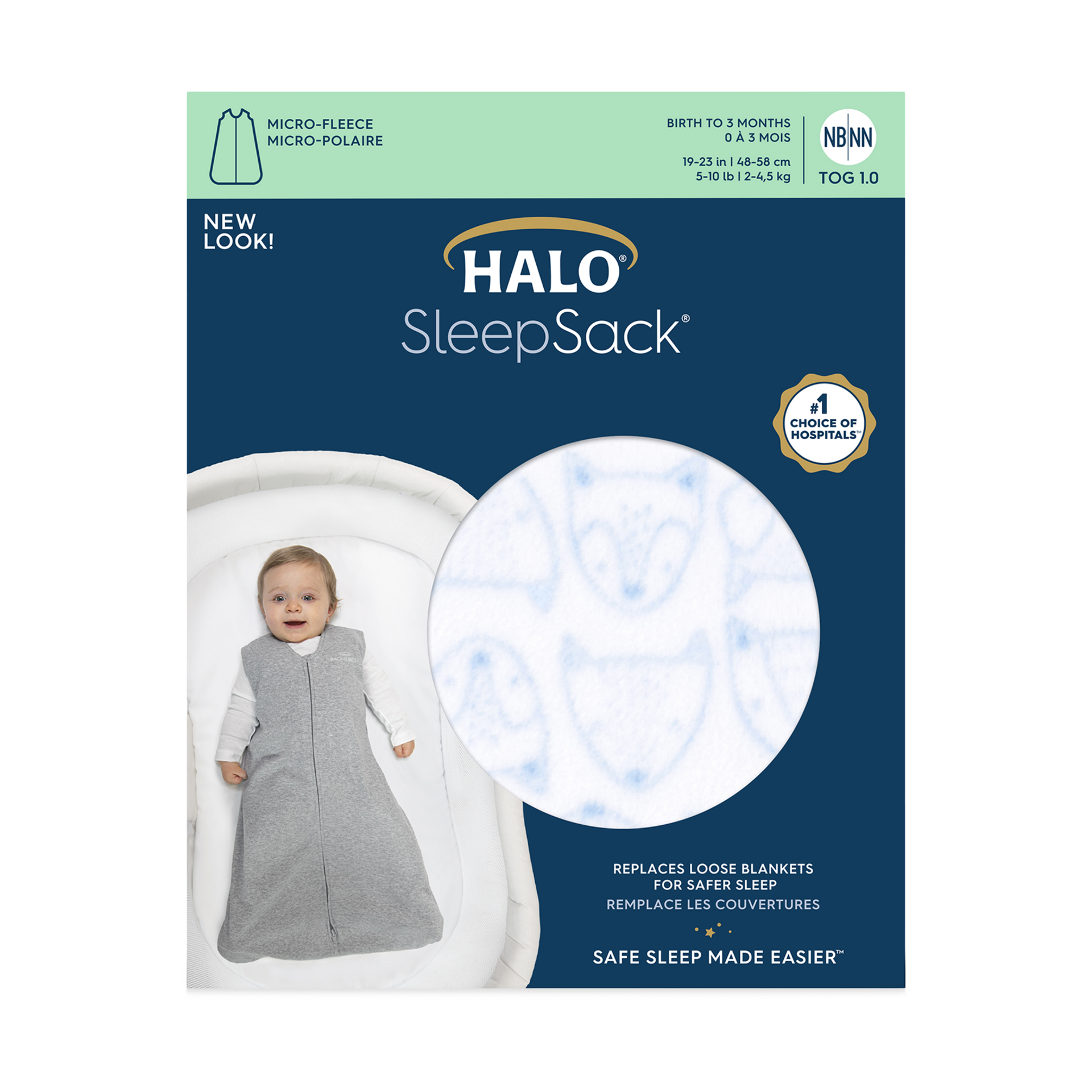 Halo SleepSack Wearable Blanket (Micro-Fleece) - Blue Fox, Small ...